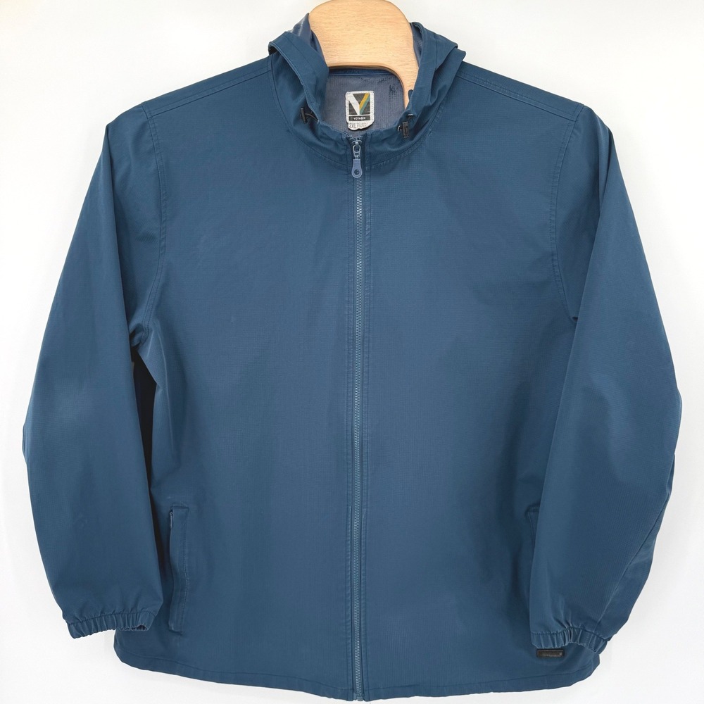 Voyager Windbreaker Rain Jacket Jacket Mens 2XL Blue Hooded Full Zip Ripstop